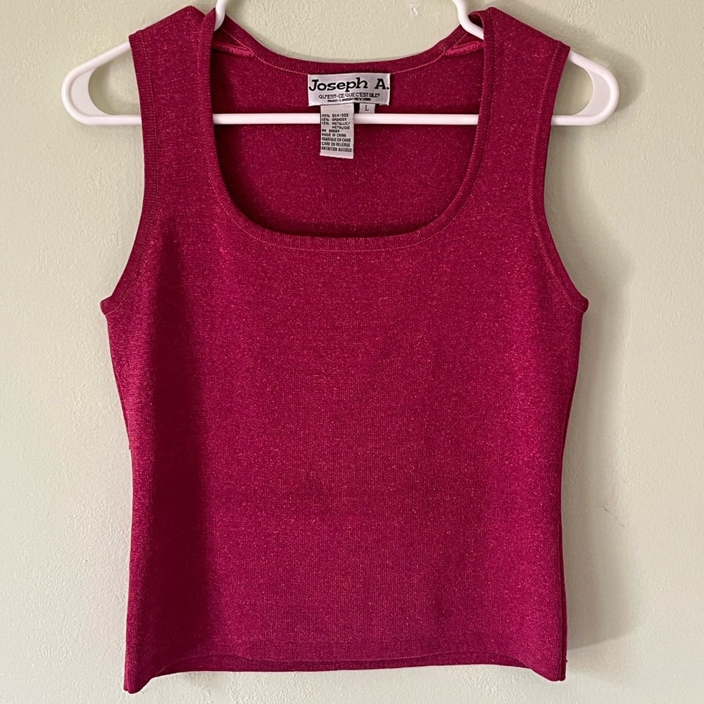Joseph A Sparkle Fuchsia Tank Top | Vintage Silk-Blend Women’s Large